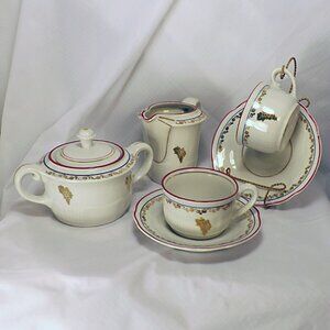 VTG Jaeger (Jäger) Demitasse 2 Cups, Saucers with a Sugar bowl and Creamer